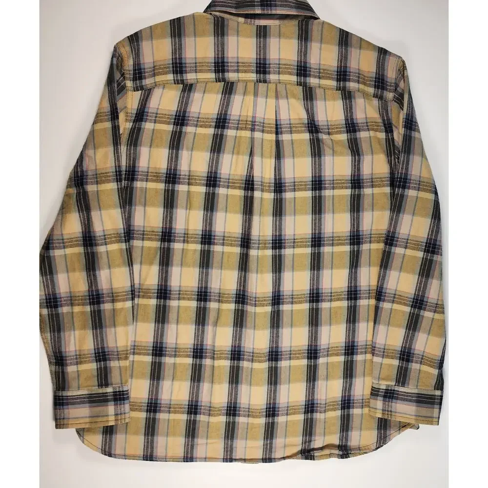 The‎ North Face Plaid Flannel Button Down Shirt Men XL Yellow Outdoor